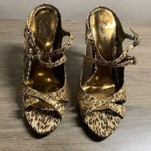 CARLOS SANTANA Leopard Print Rhinestone Stiletto Heels, Size 6